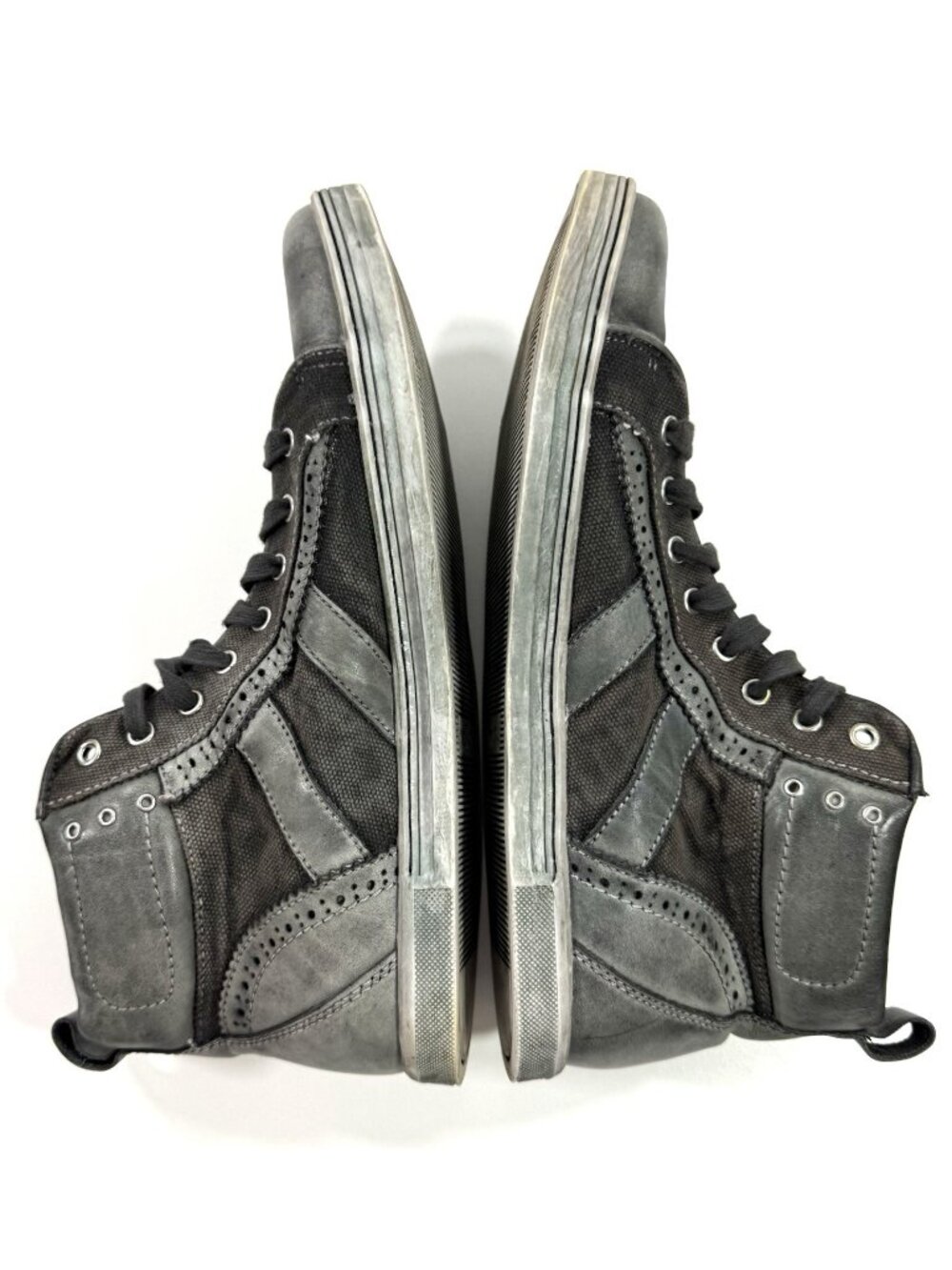 Bed Stu Mens Brentwood High Top Sneakers Size 13 Distressed Leather Canvas Shoes - Picture 6 of 12